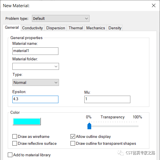 CST中，如何定義復介電常數 - 電導率Cond與損耗角TanD